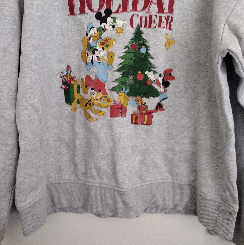 H&M Disney Mickey And Friends Festive Gray and Red Holiday Sweatshirt Medium - Picture 9 of 12